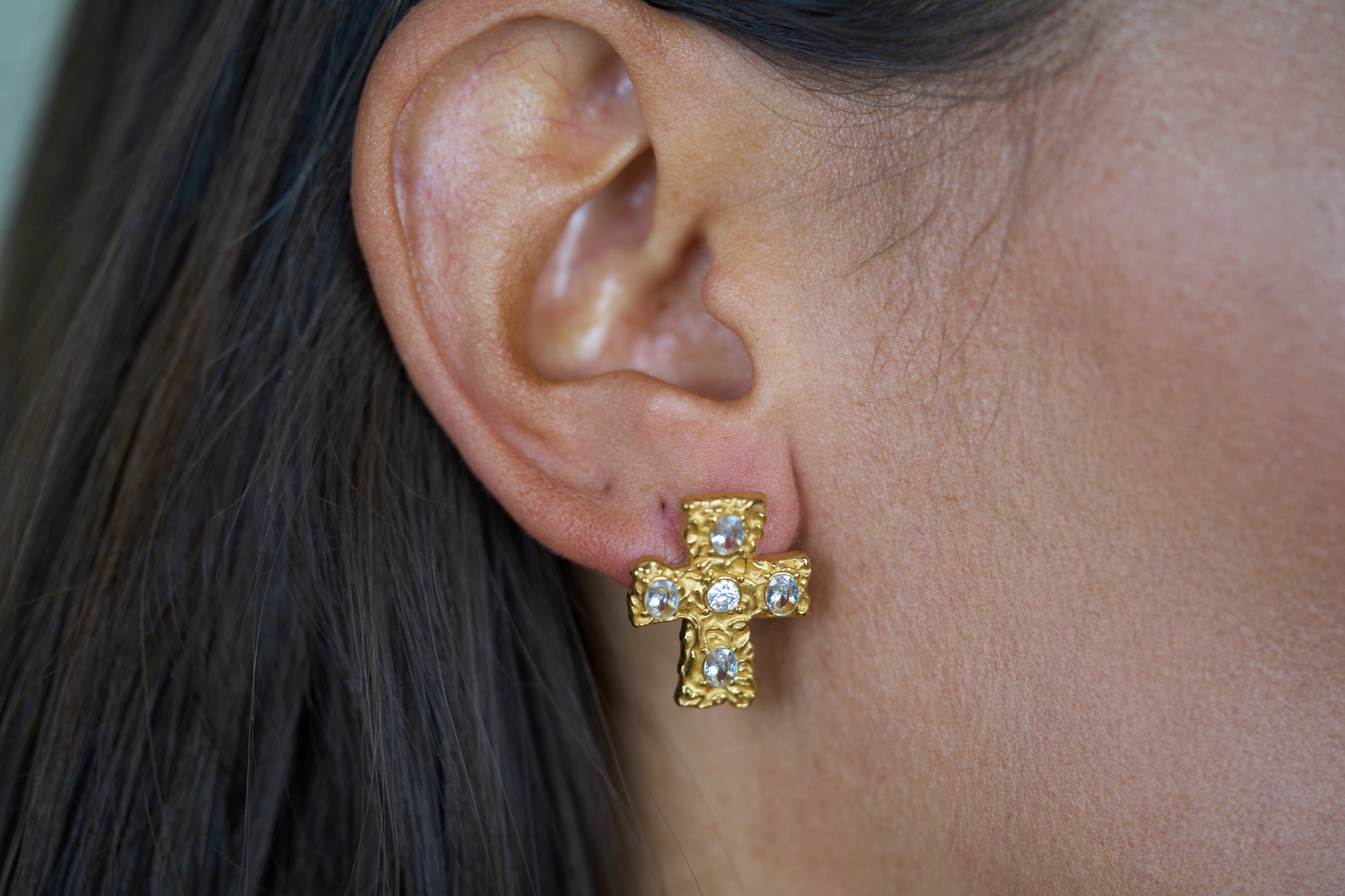 Textured Cross Earrings